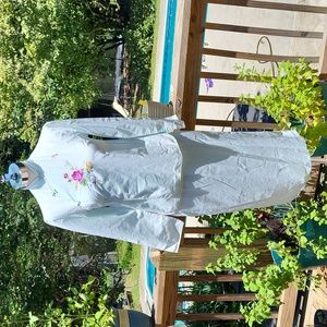 Ladies vintage Chinese Maple Leaf skirt & blouse,sz S, embroidered top, ribbon